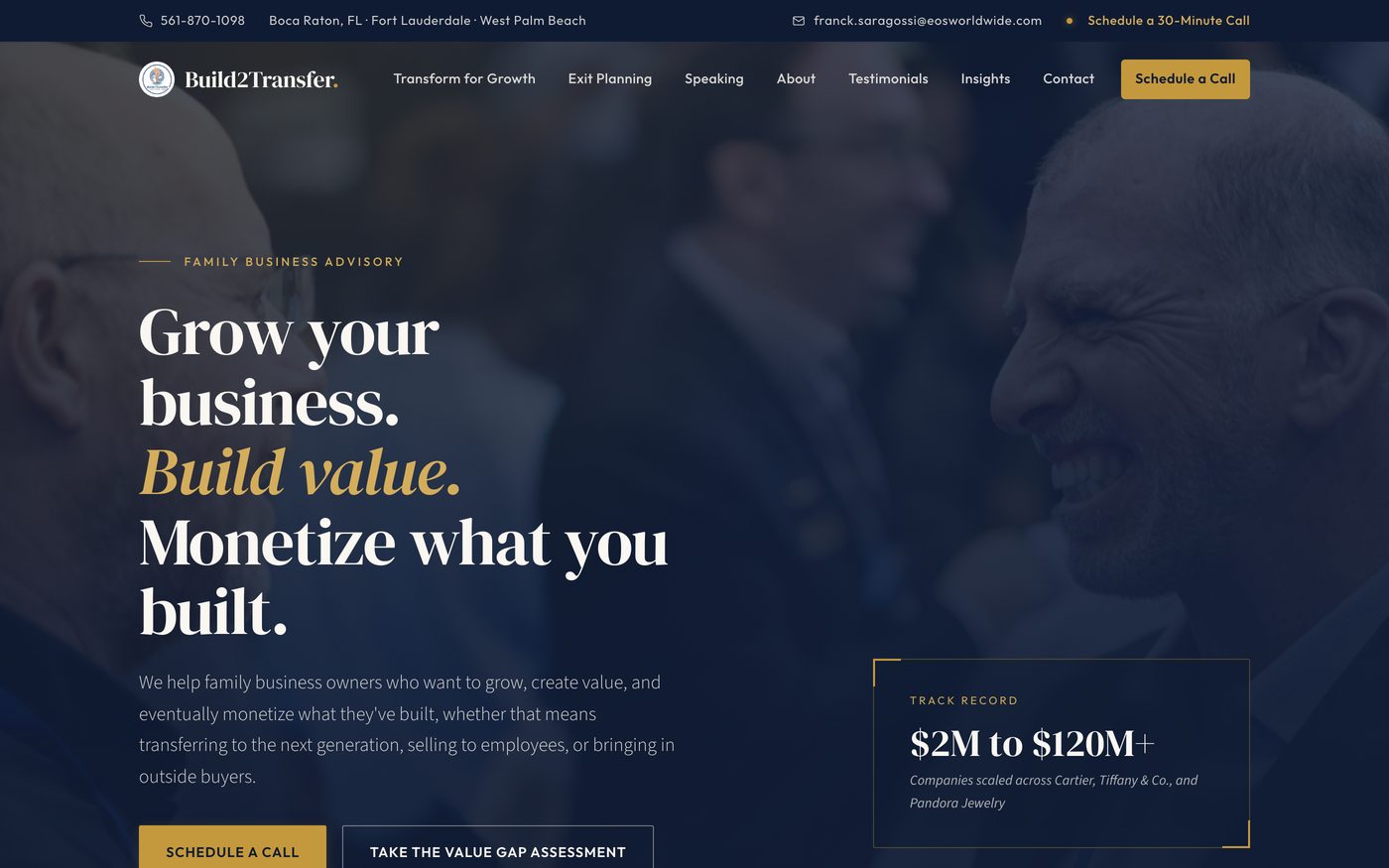 Build2Transfer website, a sample build by High Leverage Websites