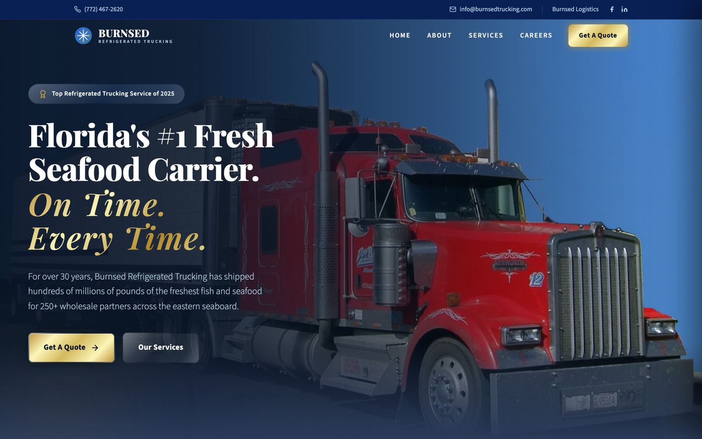 Burnsed Trucking website, a sample build by High Leverage Websites
