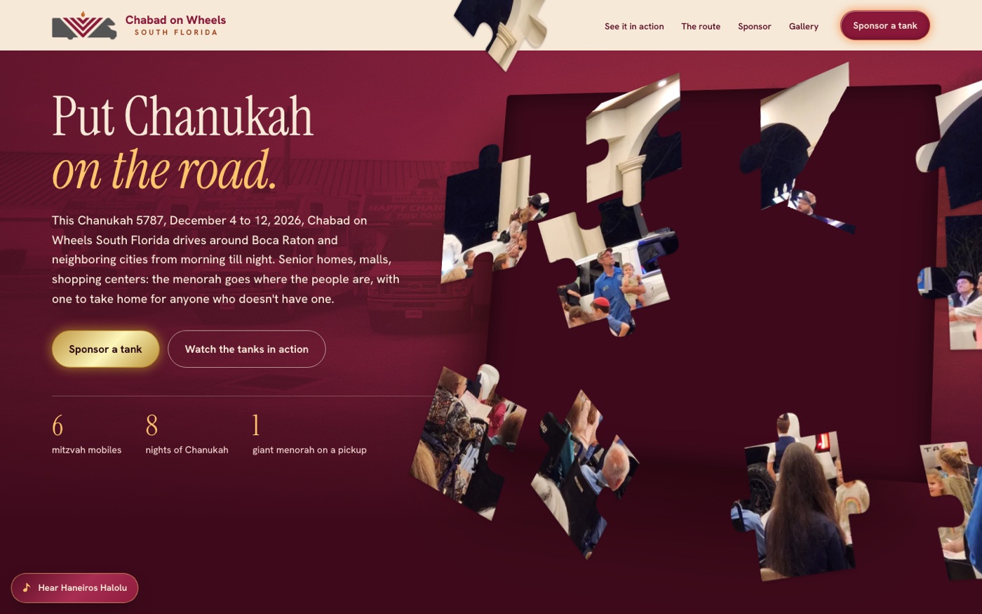Chabad on Wheels South Florida website, built by High Leverage Websites