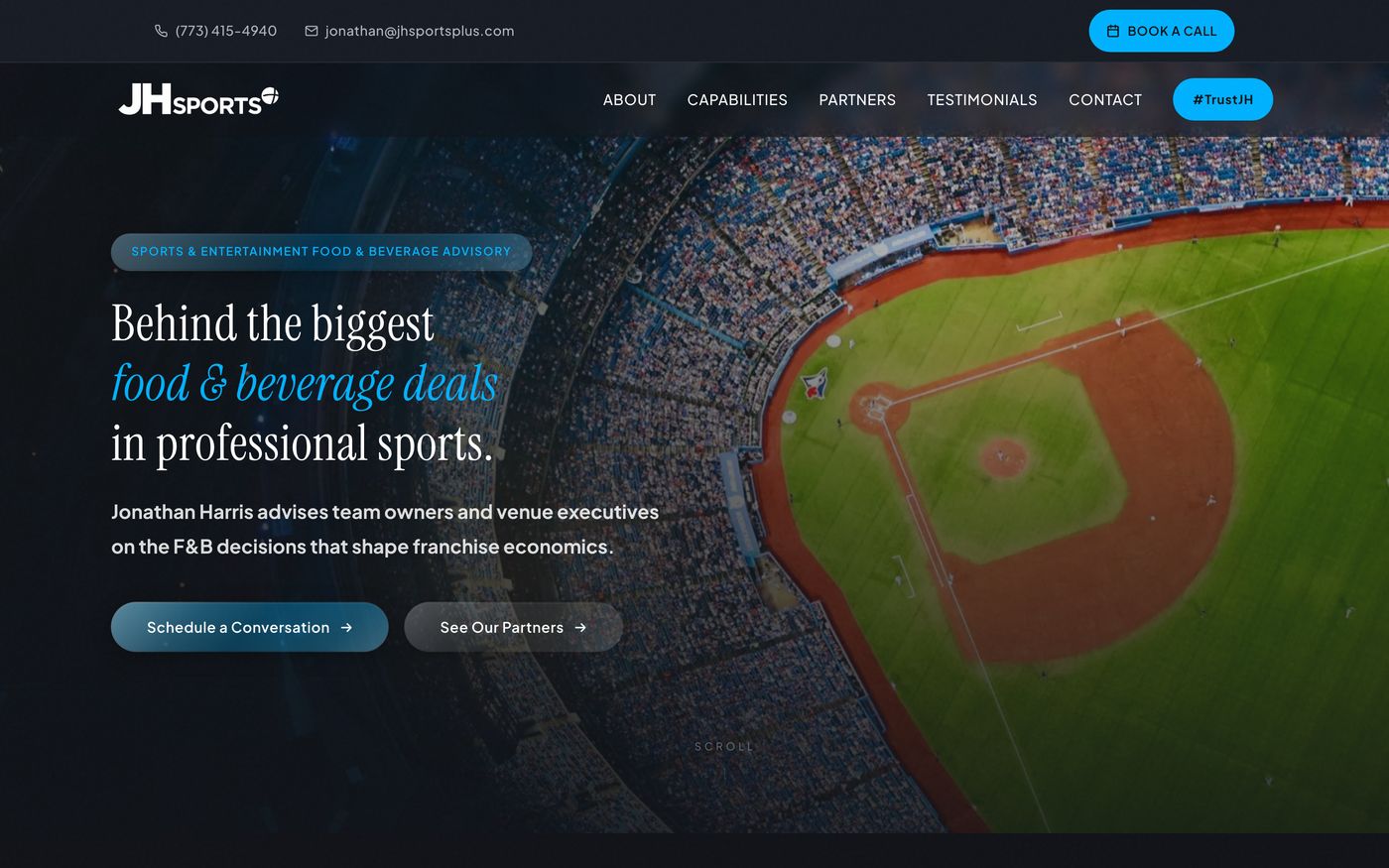 JH Sports Plus website, a sample build by High Leverage Websites