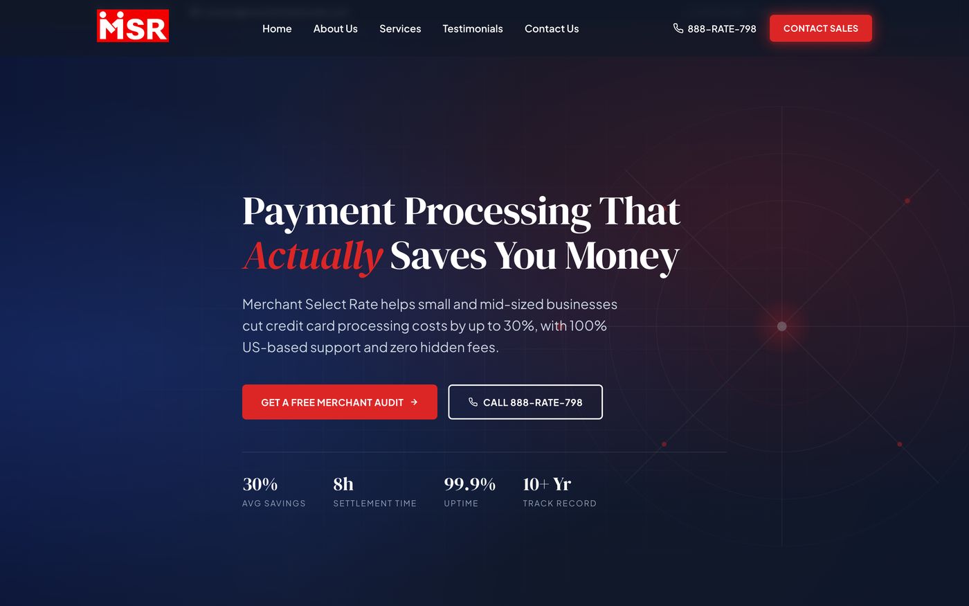 MSR Payments website, a sample build by High Leverage Websites