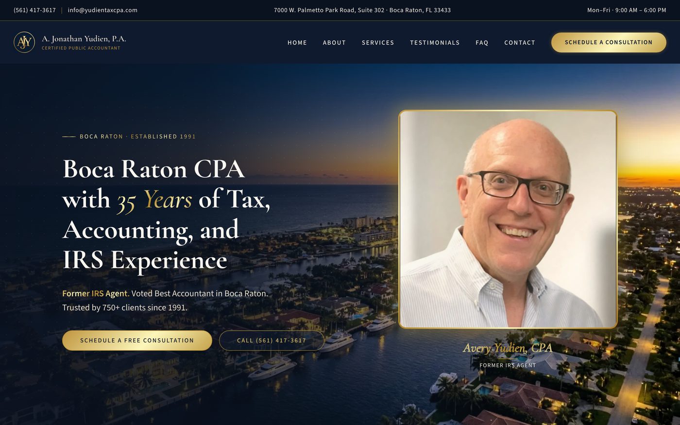 Yudien CPA website, a sample build by High Leverage Websites